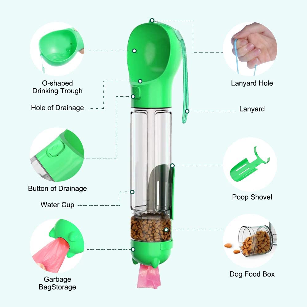 Portable Dog Water & Waste Bottle with Shovelling Scoop – Leak-Proof, Easy Carry