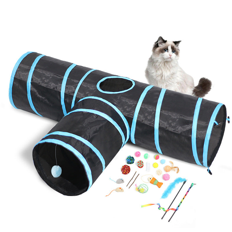 Foldable Cat Tunnel Toy – 85cm, Polyester, Multiple Styles, Optional Toy Set