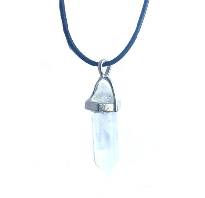 Crystal Pointed Pendant Necklace - Rock Quartz