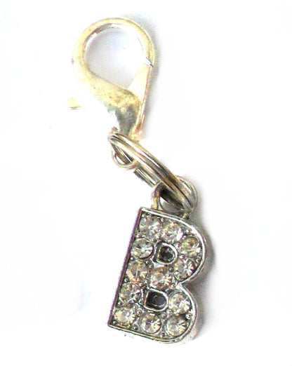 A-Z Crystal Letter Pet Collar Charm – Rhinestone Initial, Lobster Clasp, Cat & Dog