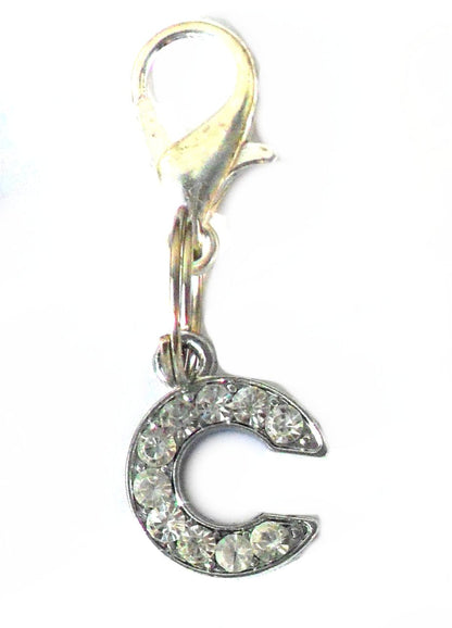 A-Z Crystal Letter Pet Collar Charm – Rhinestone Initial, Lobster Clasp, Cat & Dog