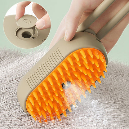 3-in-1 Electric Steam Cat Grooming Brush – Spray, Massage & Deshedding Comb