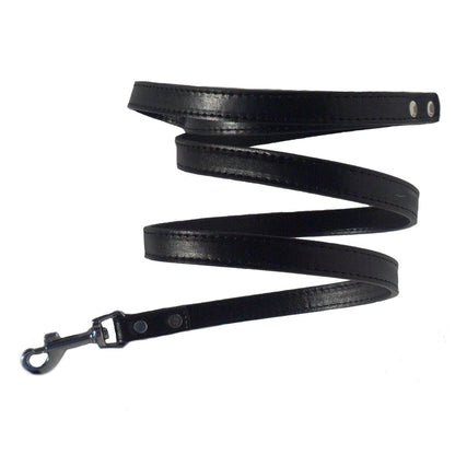Classic Dog Lead – Medium, Faux Leather, 4ft x 15mm, Swivel Hook, Black