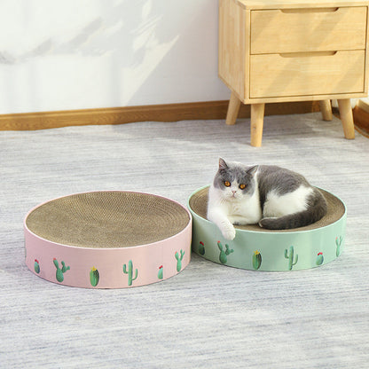 Round Cat Scratch Board Bed – Corrugated Cardboard, 3 Sizes, Protects Furniture