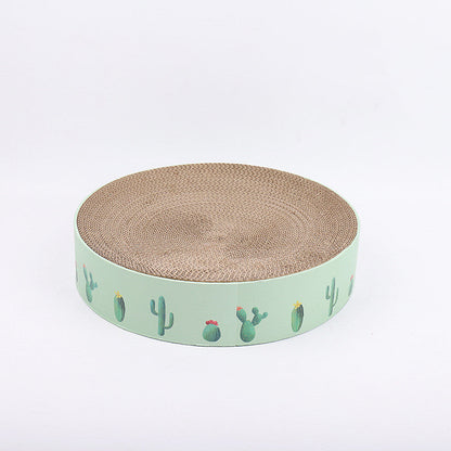 Round Cat Scratch Board Bed – Corrugated Cardboard, 3 Sizes, Protects Furniture