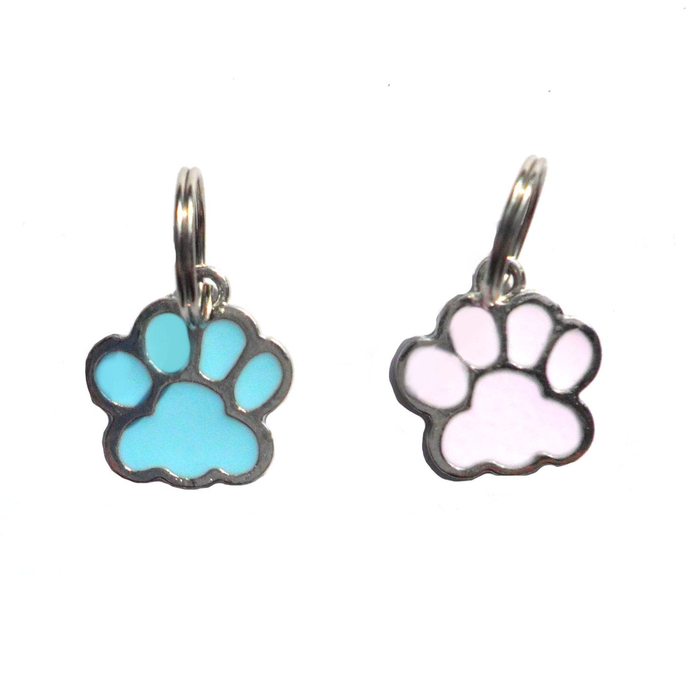 Enamel Paw Print Pet Collar Charm – Blue or Pink, Lobster Clasp & Split Ring