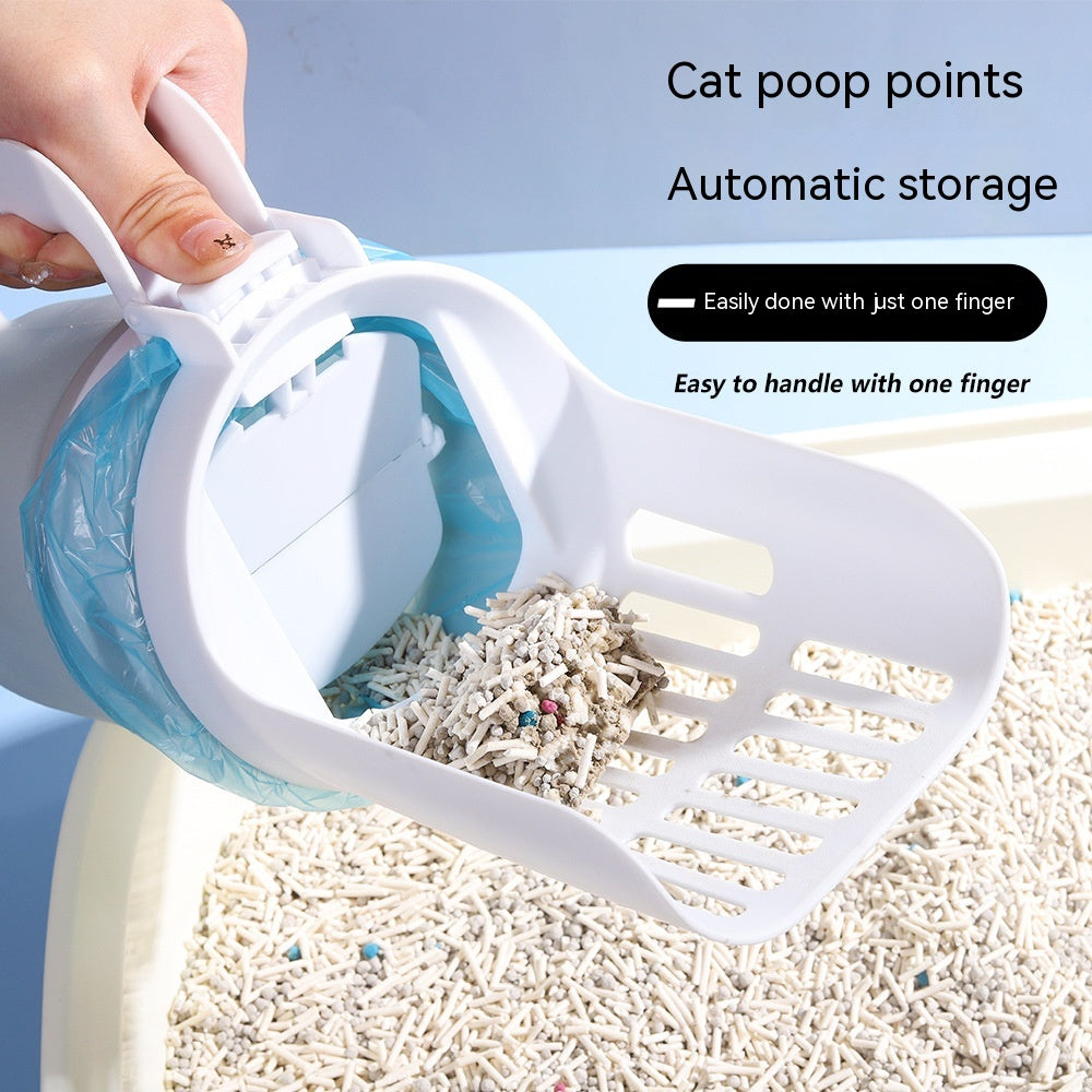 2-in-1 Cat Litter Scoop with Waste Bag Dispenser – PP+TPE, Foldable, 3 Colours