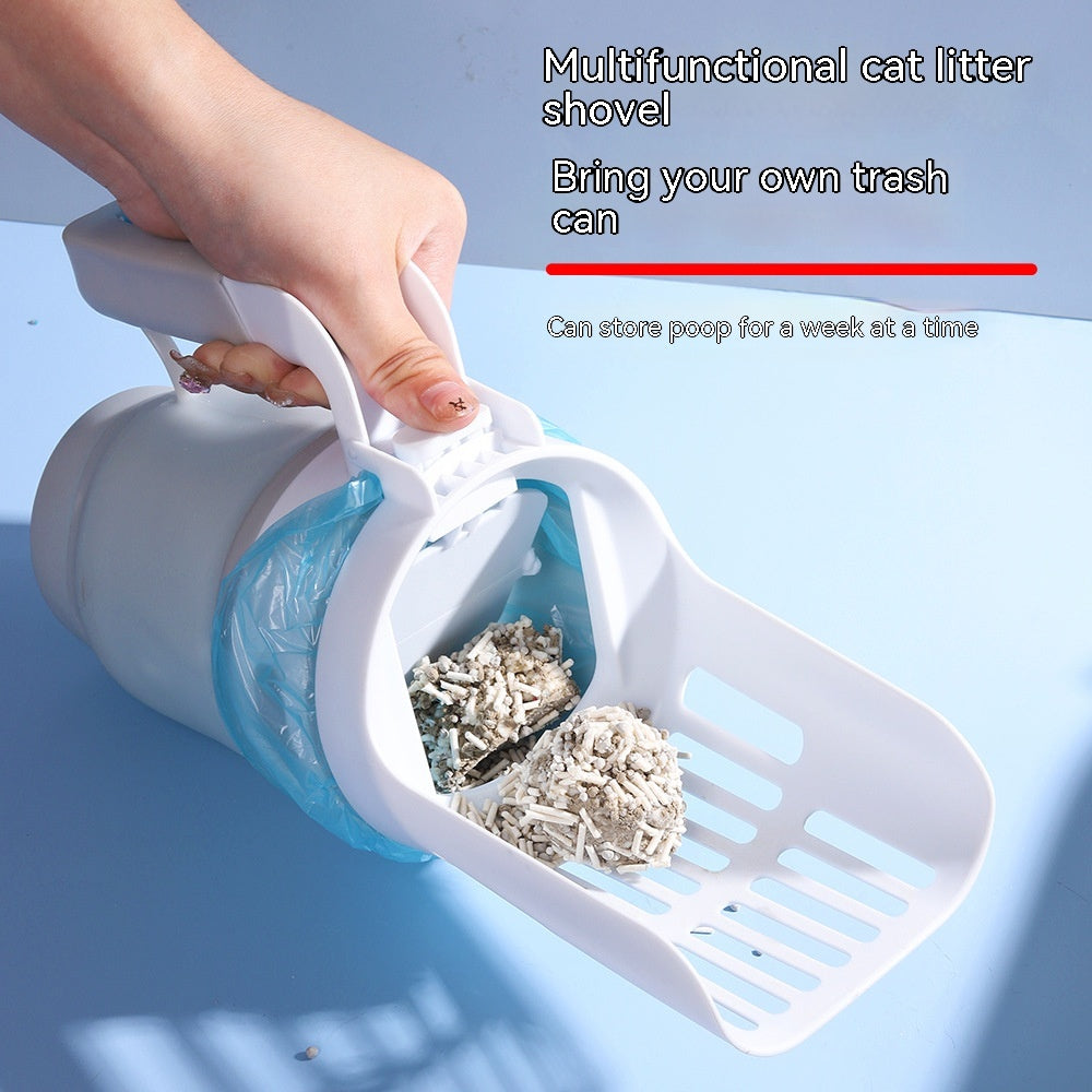 2-in-1 Cat Litter Scoop with Waste Bag Dispenser – PP+TPE, Foldable, 3 Colours