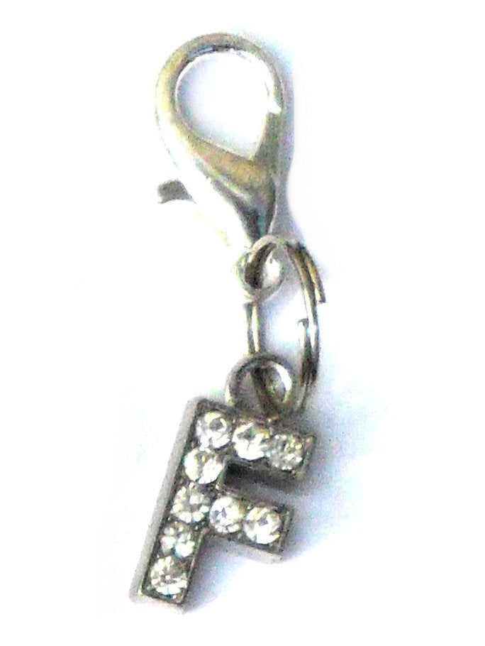 A-Z Crystal Letter Pet Collar Charm – Rhinestone Initial, Lobster Clasp, Cat & Dog