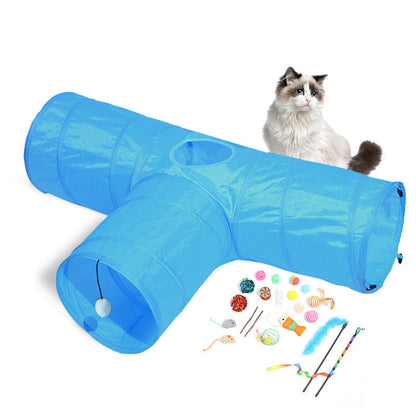 Foldable Cat Tunnel Toy – 85cm, Polyester, Multiple Styles, Optional Toy Set