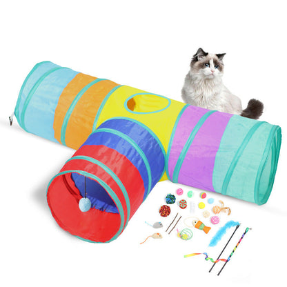 Foldable Cat Tunnel Toy – 85cm, Polyester, Multiple Styles, Optional Toy Set