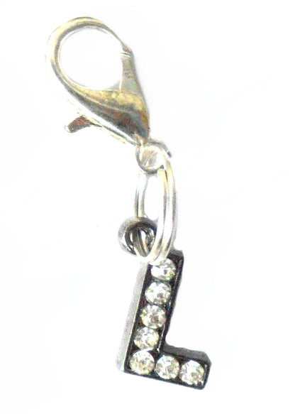 A-Z Crystal Letter Pet Collar Charm – Rhinestone Initial, Lobster Clasp, Cat & Dog