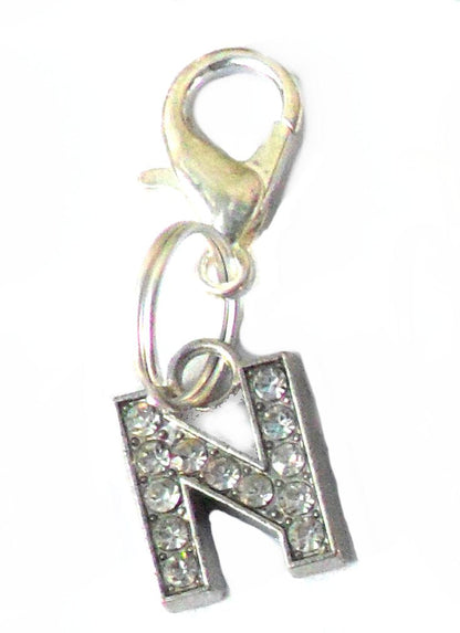 A-Z Crystal Letter Pet Collar Charm – Rhinestone Initial, Lobster Clasp, Cat & Dog