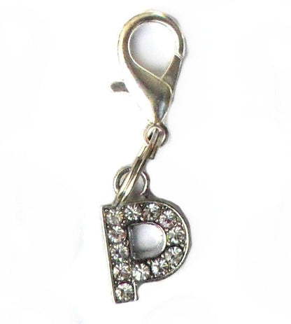 A-Z Crystal Letter Pet Collar Charm – Rhinestone Initial, Lobster Clasp, Cat & Dog