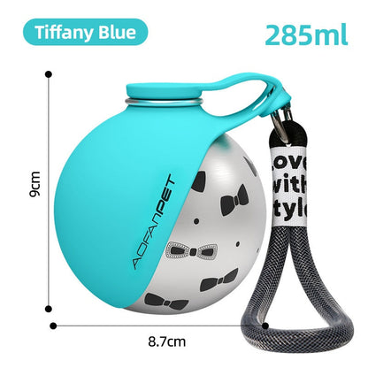Portable Dog Water Bottle with Built-In Bowl – Stainless Steel, Leak-Proof, Waste Bag Dispenser