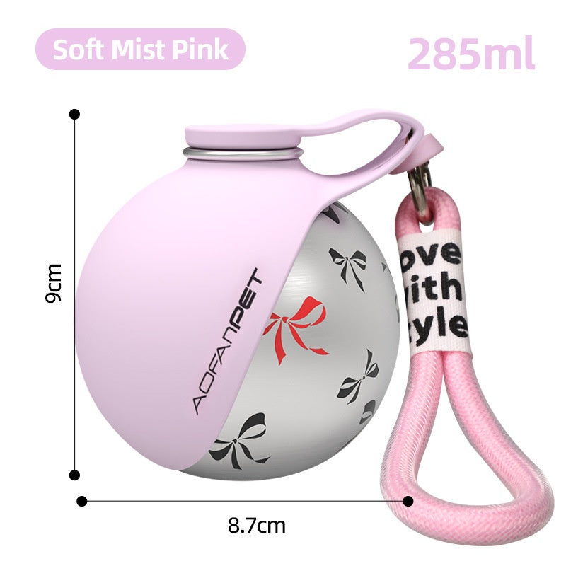 Portable Dog Water Bottle with Built-In Bowl – Stainless Steel, Leak-Proof, Waste Bag Dispenser