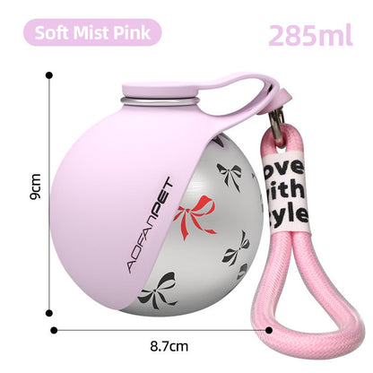 Portable Dog Water Bottle with Built-In Bowl – Stainless Steel, Leak-Proof, Waste Bag Dispenser