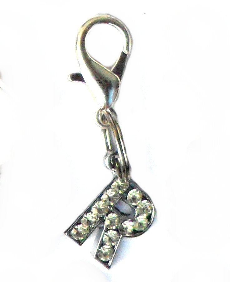 A-Z Crystal Letter Pet Collar Charm – Rhinestone Initial, Lobster Clasp, Cat & Dog