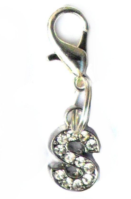 A-Z Crystal Letter Pet Collar Charm – Rhinestone Initial, Lobster Clasp, Cat & Dog