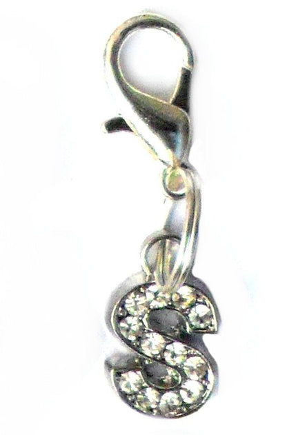A-Z Crystal Letter Pet Collar Charm – Rhinestone Initial, Lobster Clasp, Cat & Dog