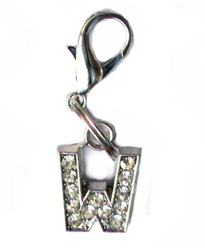 A-Z Crystal Letter Pet Collar Charm – Rhinestone Initial, Lobster Clasp, Cat & Dog