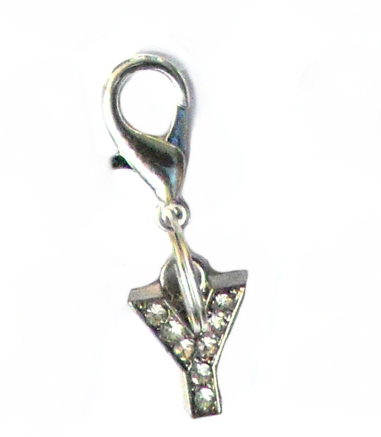 A-Z Crystal Letter Pet Collar Charm – Rhinestone Initial, Lobster Clasp, Cat & Dog
