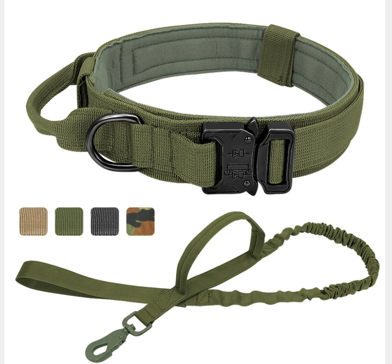 Tactical Dog Collar – 600D Military-Grade, Sizes M/L/XL, 4 Colours, Set Options
