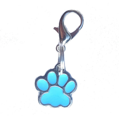 Enamel Paw Print Pet Collar Charm – Blue or Pink, Lobster Clasp & Split Ring