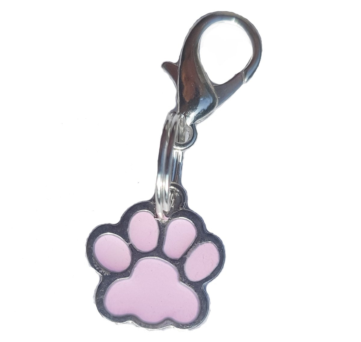 Enamel Paw Print Pet Collar Charm – Blue or Pink, Lobster Clasp & Split Ring
