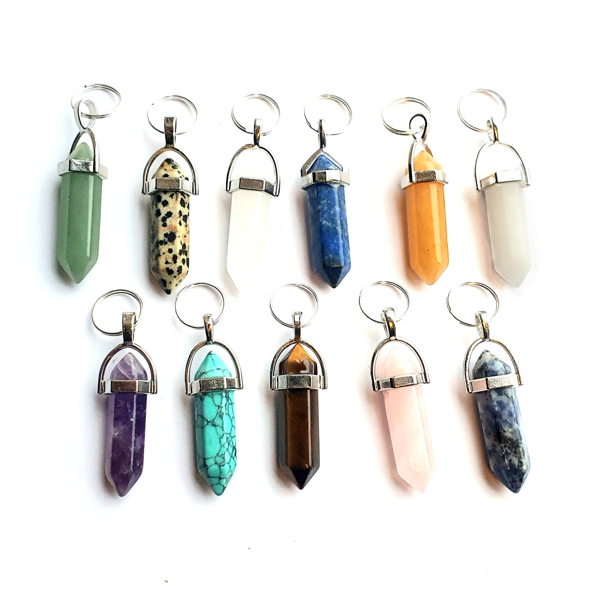 Crystal Gemstone Pet Collar Charm – Handmade in UK, 11 Stones, Split Ring Attachment