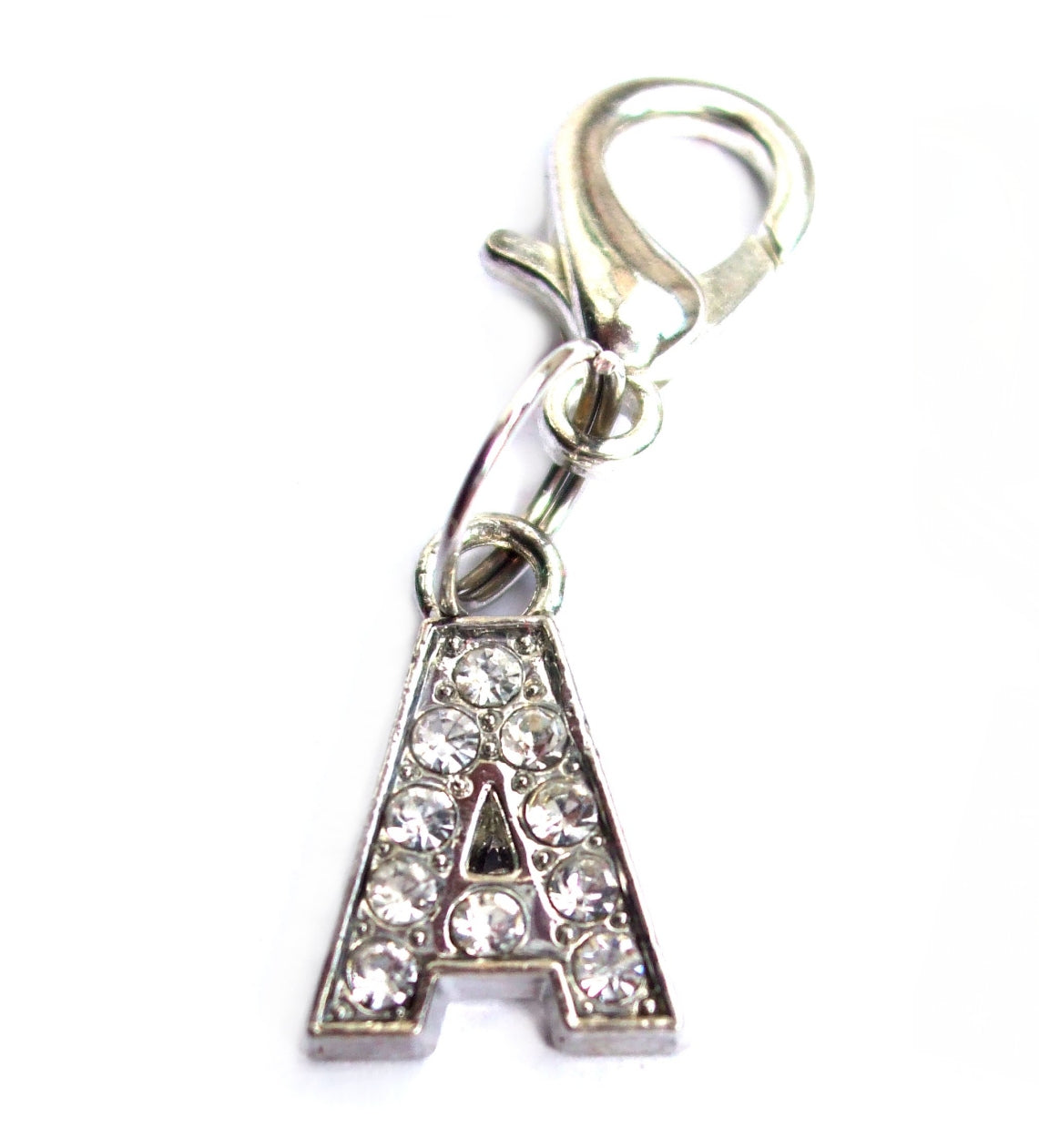 A-Z Crystal Letter Pet Collar Charm – Rhinestone Initial, Lobster Clasp, Cat & Dog
