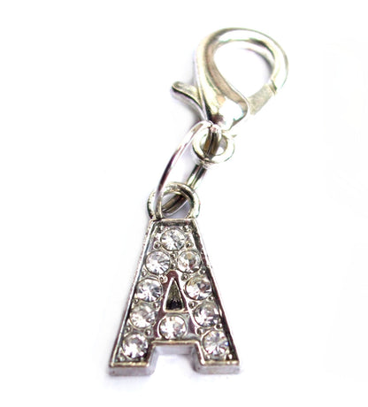 A-Z Crystal Letter Pet Collar Charm – Rhinestone Initial, Lobster Clasp, Cat & Dog