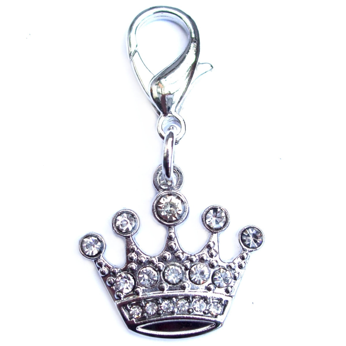Crystal Crown Pet Collar Charm – Pink, 16 Rhinestones, Fits Cat & Dog Collars