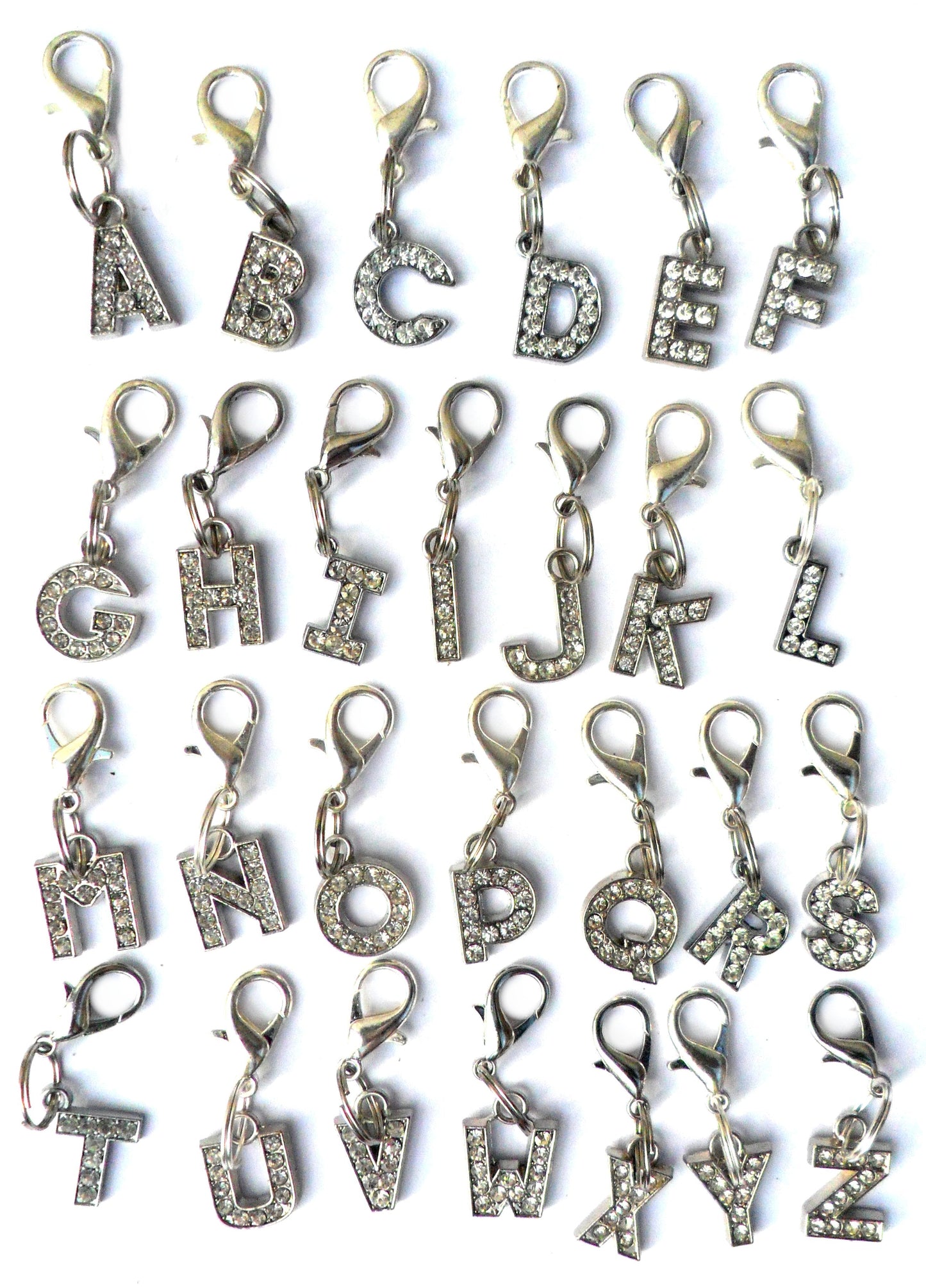 A-Z Crystal Letter Pet Collar Charm – Rhinestone Initial, Lobster Clasp, Cat & Dog